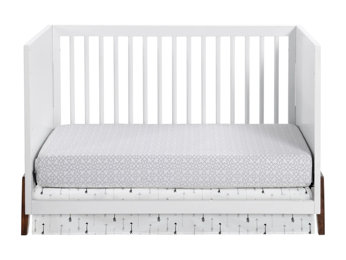 White 3-in-1 Mari & Baby Walnut, Convertible Crib Crib, Oxford Island Wooden Modern