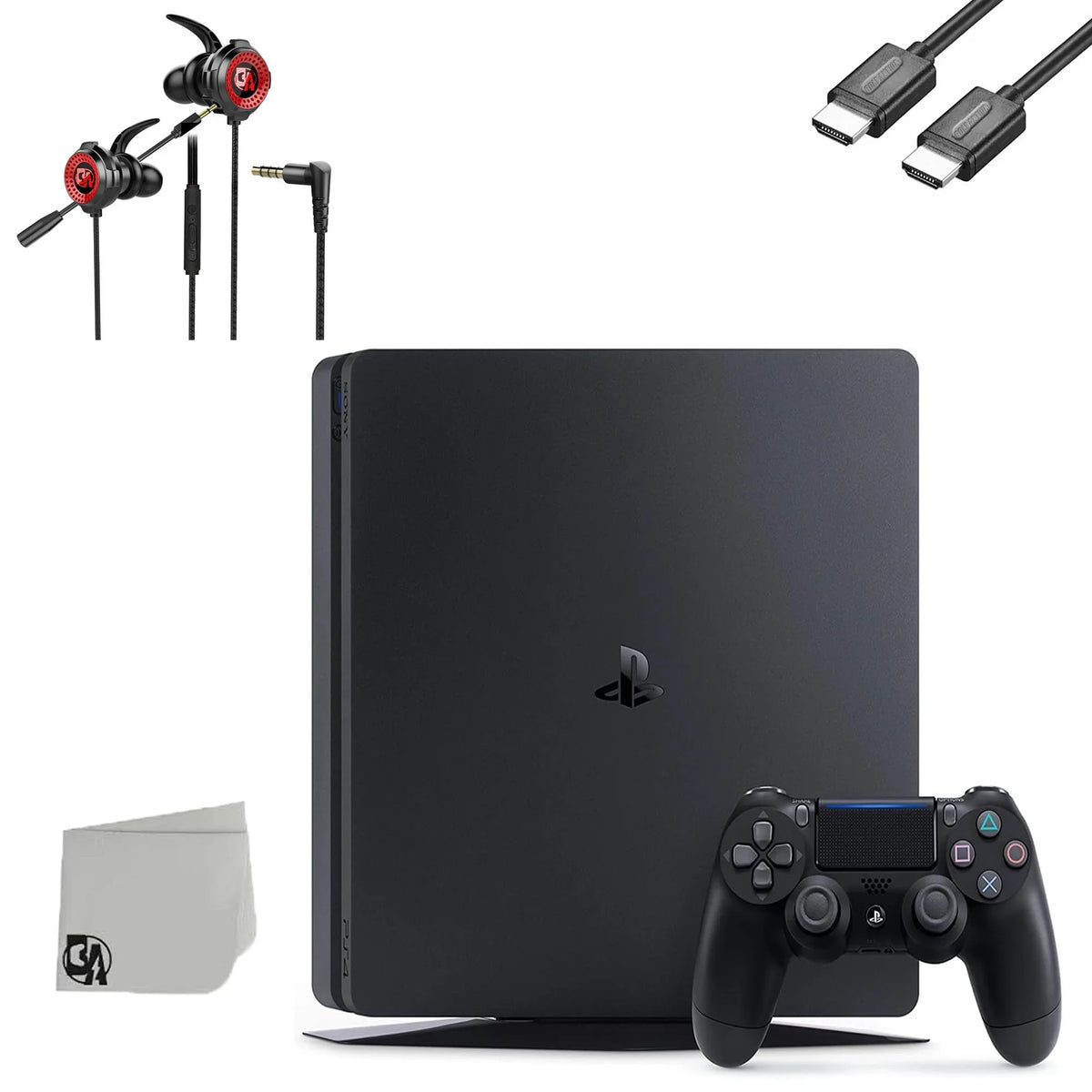 With BOLT New) Black Console Earbuds Gaming 1TB AXTION Slim Gaming + (Refurbished: 4 Sony Microphone Bundle Like PlayStation Pre-Owned