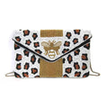 B-Spark Bee Crossbody, Beaded Leopard Clutch Multi Print