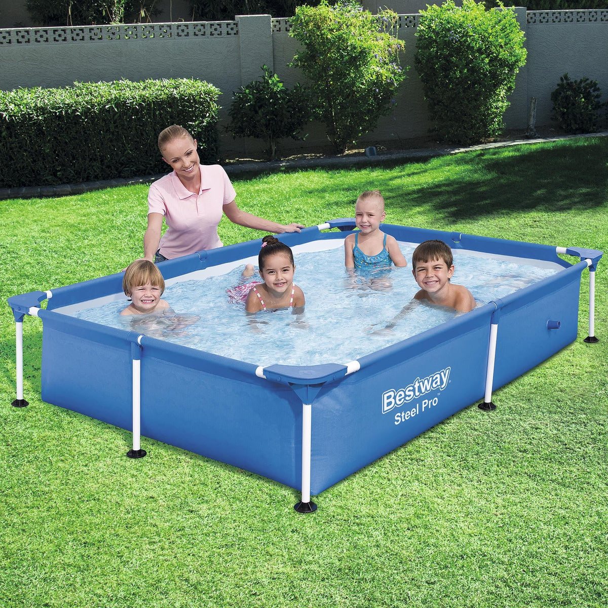 Above Swimming Metal Rectangular 4.9 Ground x 1.4 Frame 7.25 Steel Kids Bestway Pro x ft Pool,