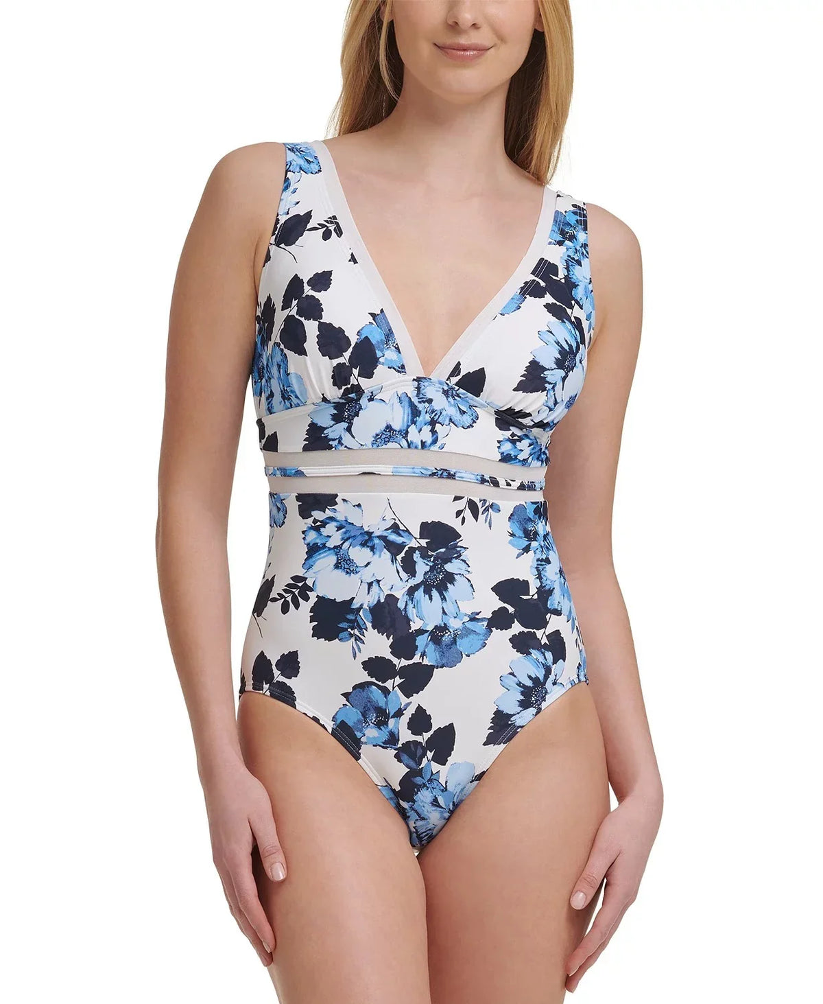 Floral-Print Mesh-Inset US Hilfiger MONTAUK FLORAL Swimsuit, 14 One-Piece Tommy