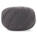 Fabric House Handcrafted Gray in Aria Modern Noble Dark Weave Pouf Outdoor