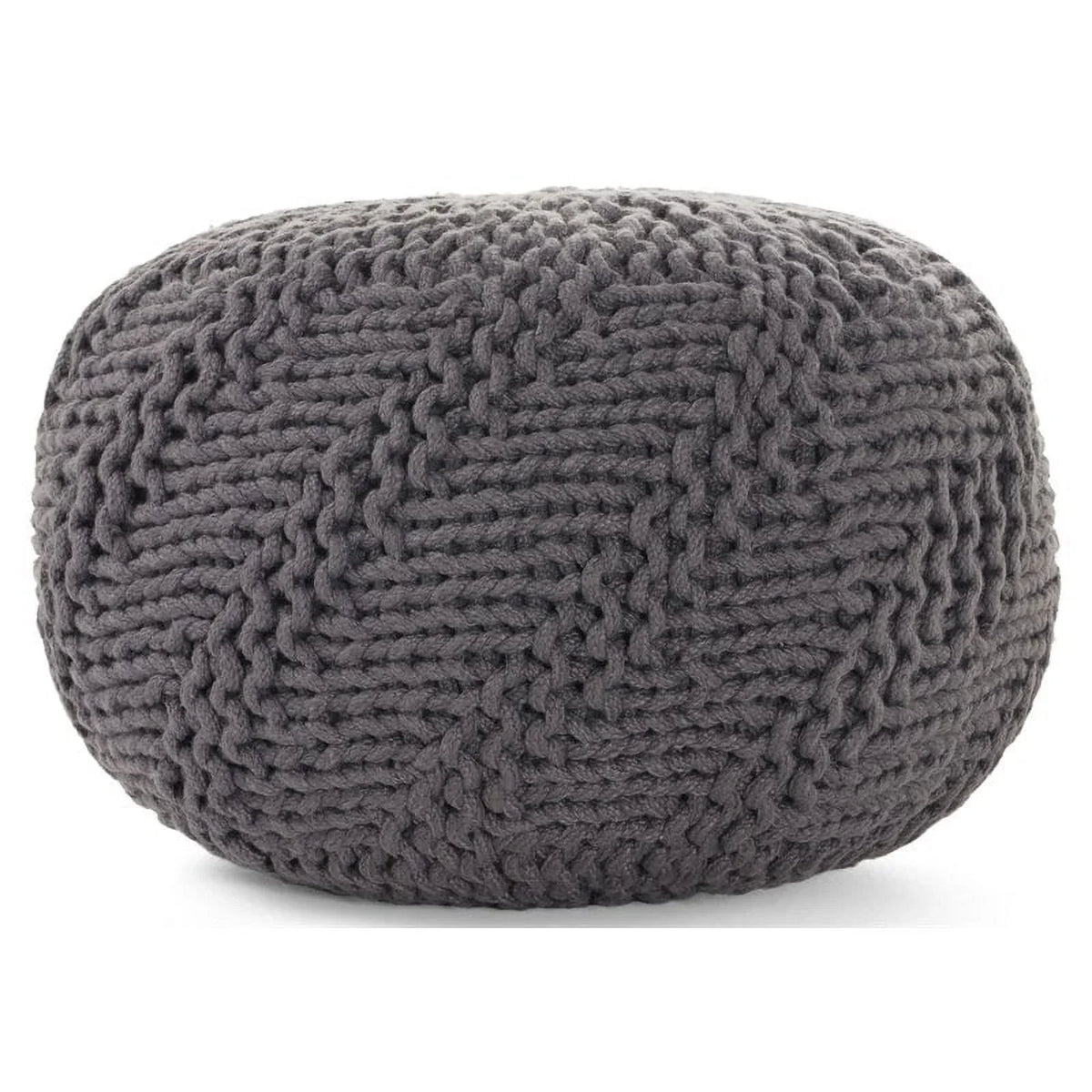 Fabric House Handcrafted Gray in Aria Modern Noble Dark Weave Pouf Outdoor