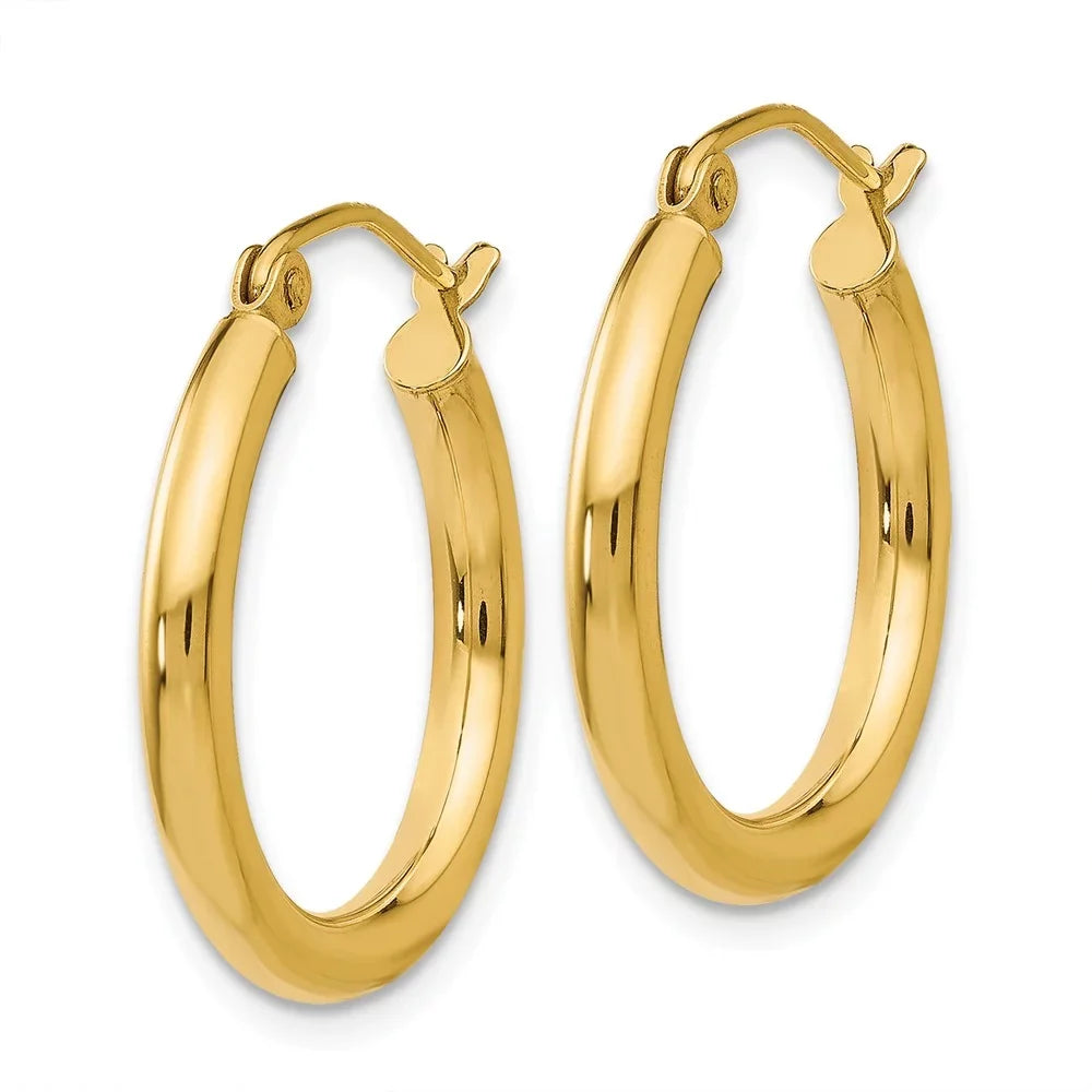 Adults Women Gold Yellow for 14kt Earrings; Hoop Real Polished and 2.5mm Tube for Teens; and Men