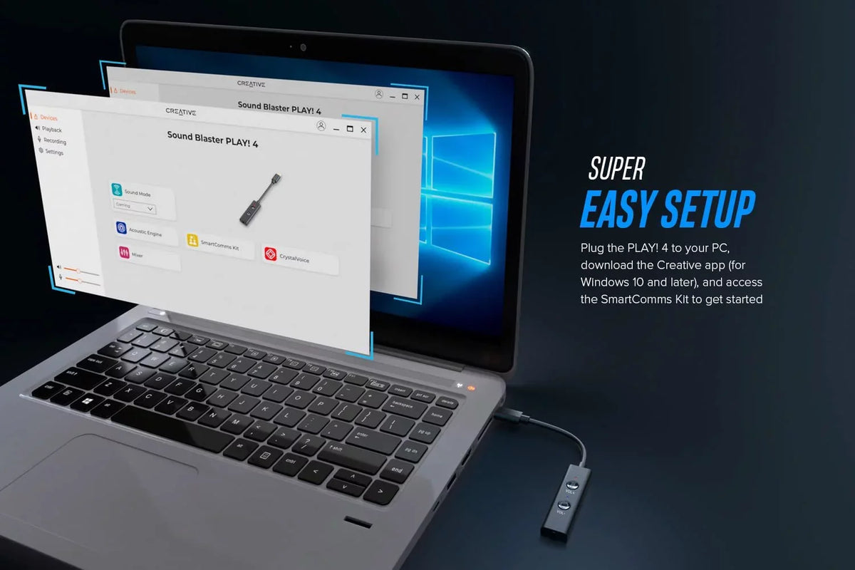 Sound Ft. DAC Mic Play! and Blaster Auto Hi-res 4 Adapter External Sound USB-C Mute/Unmute, VoiceDetect