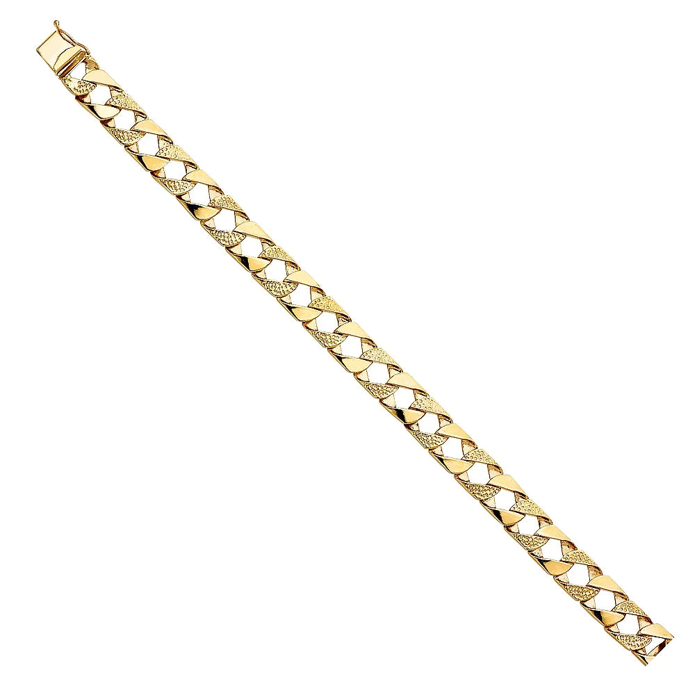 Wellingsale 14k Cuban 8.5" Nugget Polished Link - Gold Solid Mens Yellow Bracelet Solid