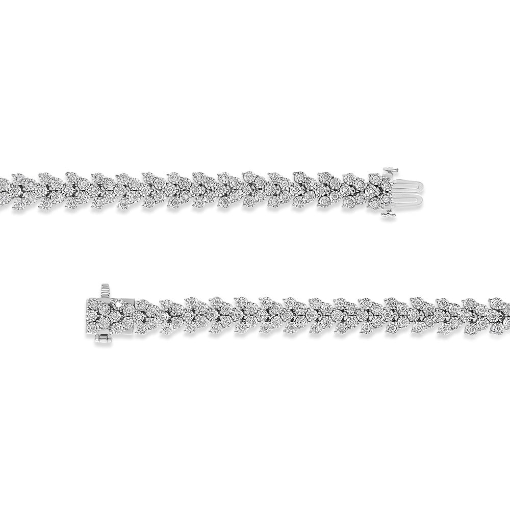 Miracle Link Wreath (I-J color, .925 Bracelet clarity) 7.25" I3 Cttw 2.00 Set Sterling Diamond Silver - Laurel