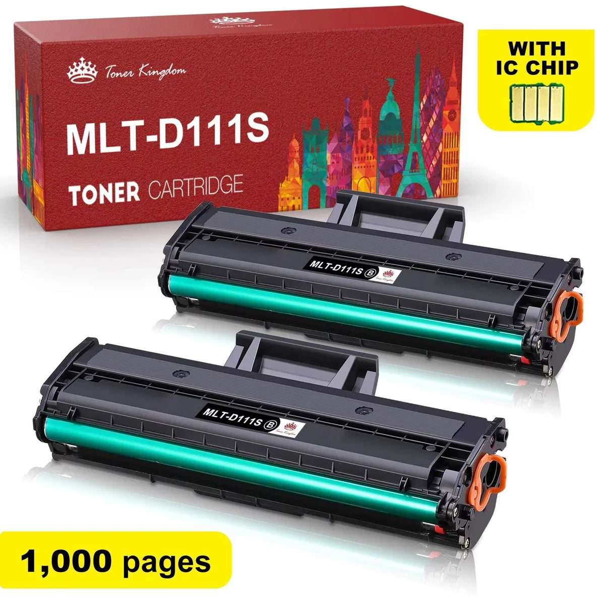 Cartridge M2070FW Toner for 111L Samsung Printer MLT111S (Black) M2026W SLM2020W 111S 111S D111S MLT-D111S 2-Pack Xpress M2022W Compatible MLT-D111S M2024