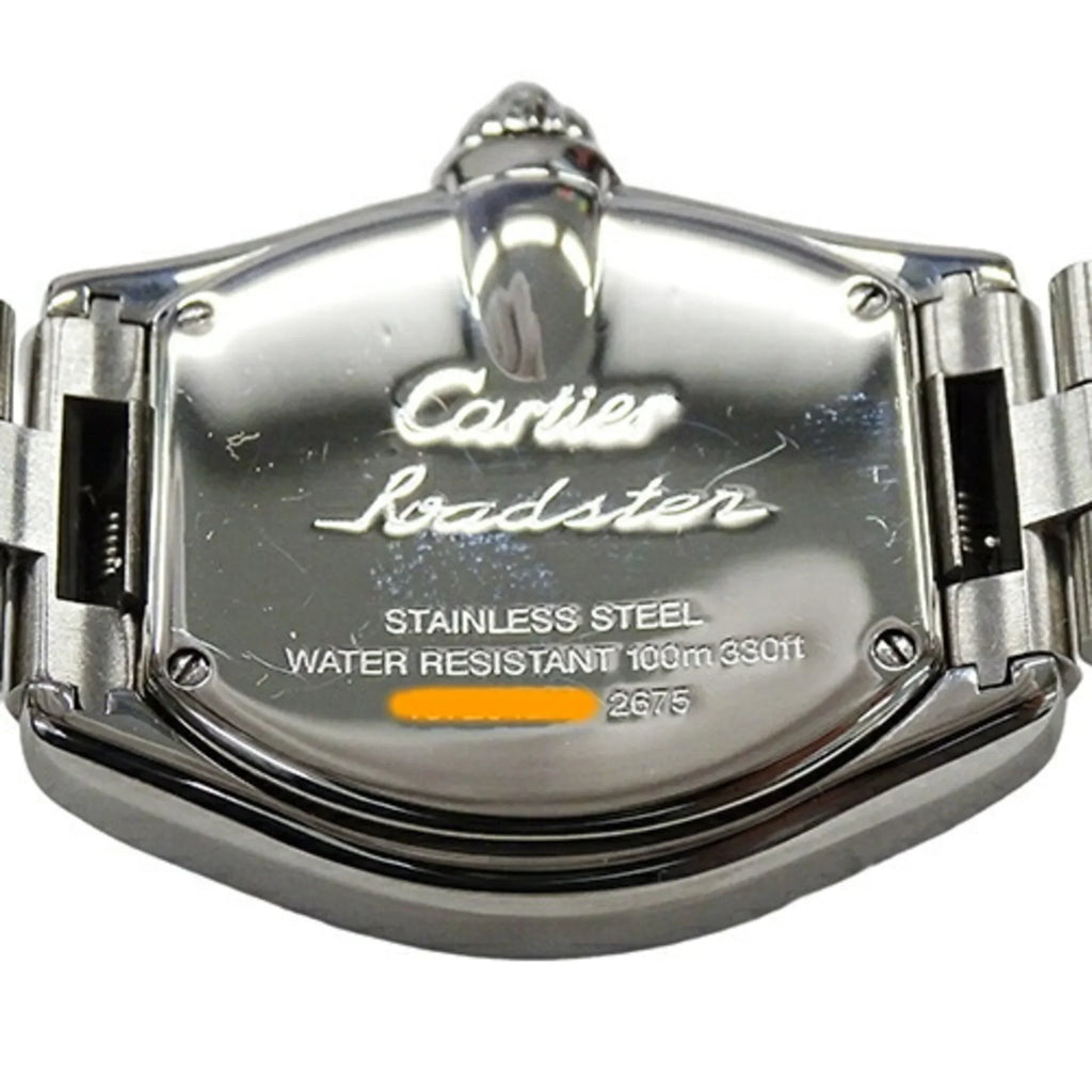 W62016V3 Polished Pre-Owned Roadster Cartier SM SS Silver Stainless Steel Date Watch Quartz Ladies (Fair)