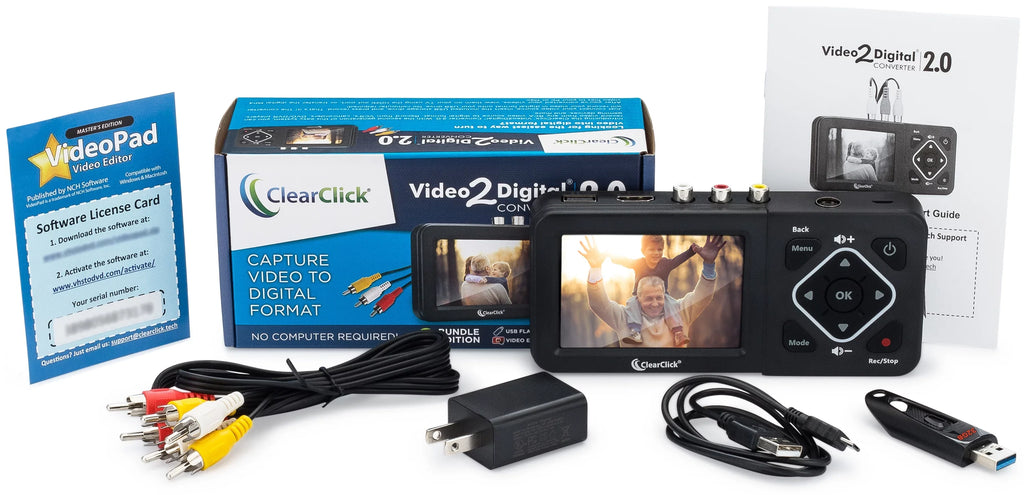 (Second Generation) 2.0 ClearClick - Edition) RCA, Video Converter Camcorder, Gaming DVD, Tapes, Systems to VCR's, AV, Record Video from Hi8, Digital (Bundle VHS