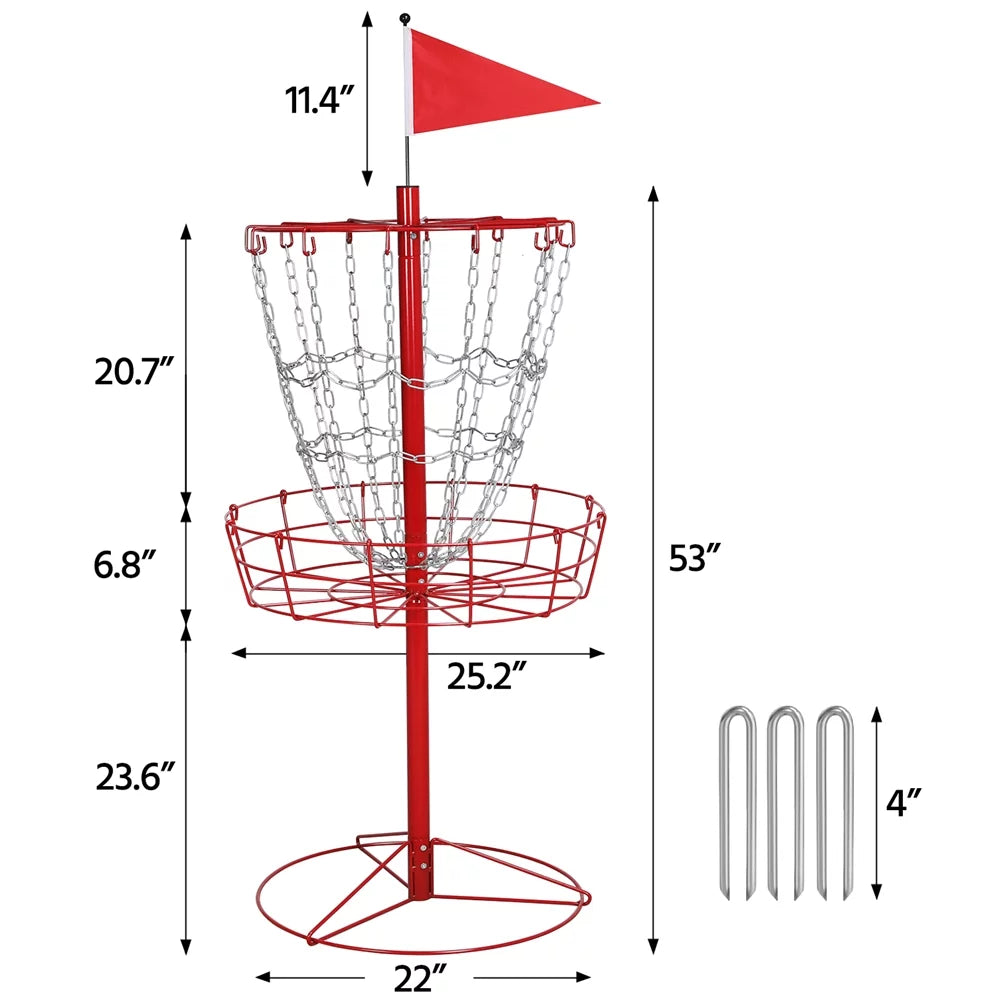 Golf Baske, 12-Chain Red Easyfashion Disc Metal