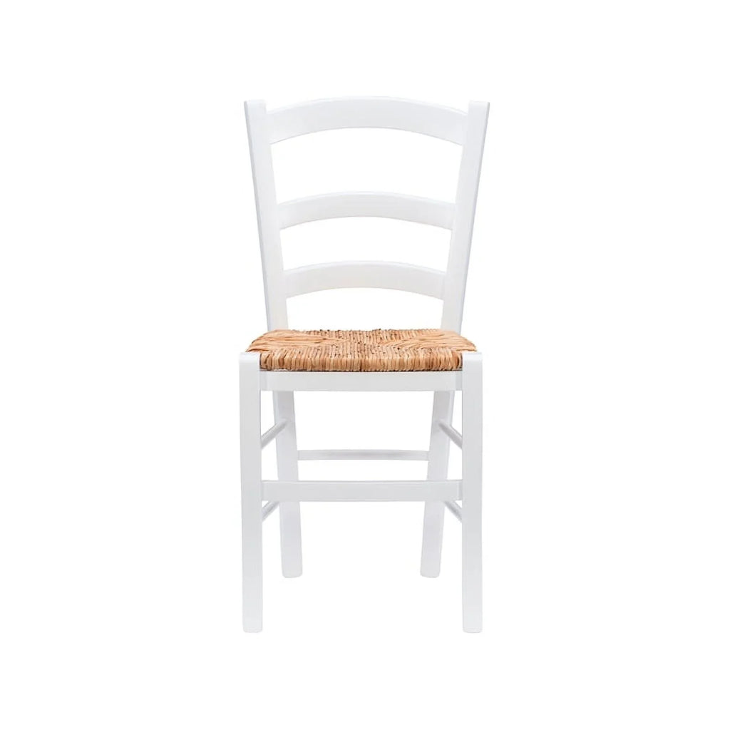 Linon White Karsyn Set Side Rush in Chairs Back of Seat Finish Two Ladder Wood