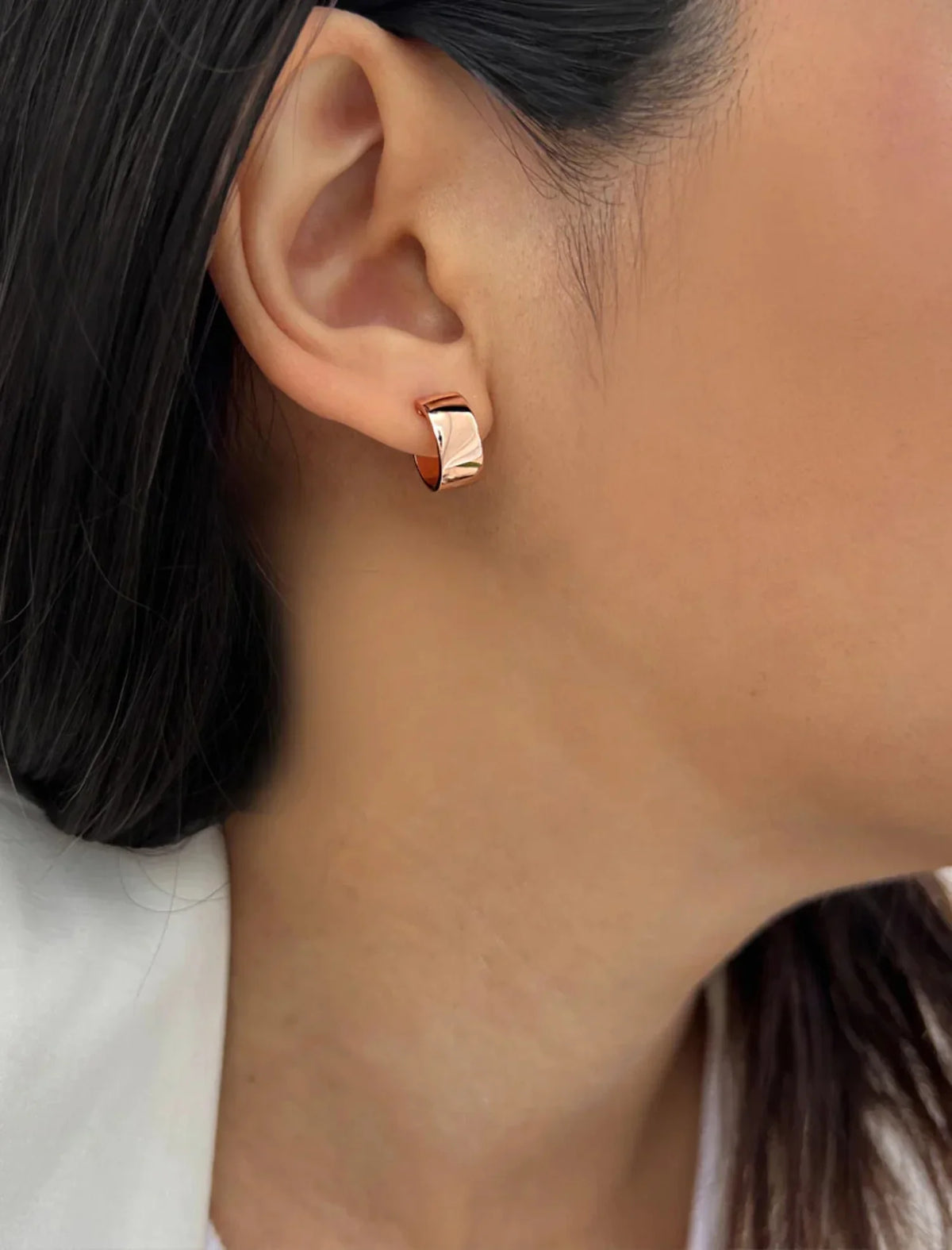 CHUBBY EARRINGS HOOP BOSS ROSE SILVER GOLD MINI STERLING 18K OVER