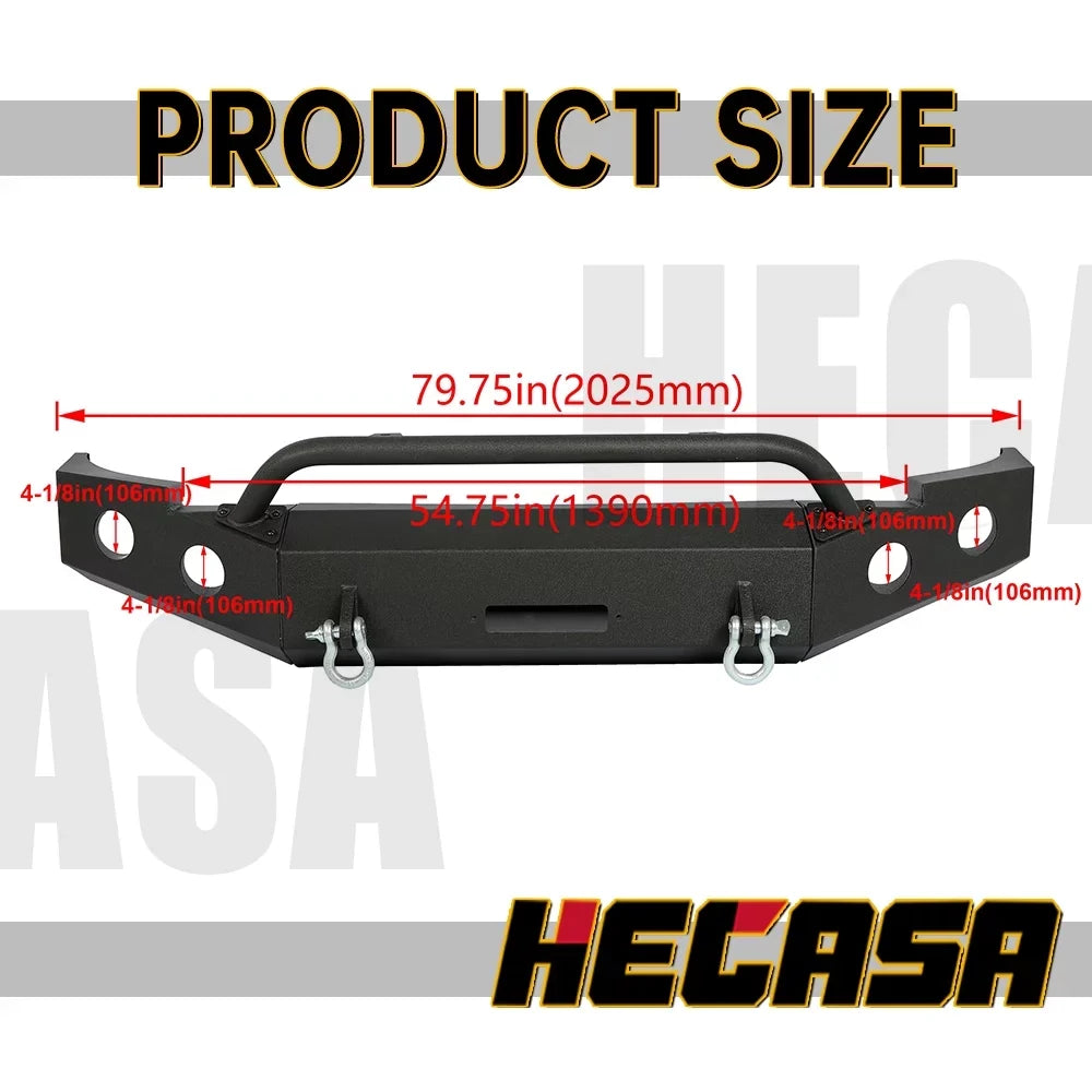 W/ Silverado HECASA 2007-2013 for Chevy Push 2010 Front Bar 3-Piece 2009 2013 2012 D-Rings Bumper 1500 2011 Modular 2008
