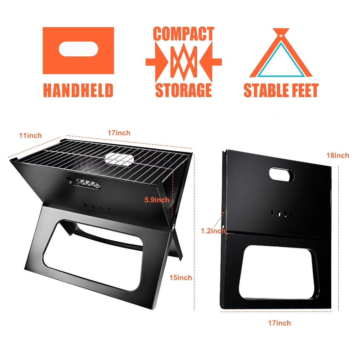 Charcoal Outdoor Foldable BBQ Grill iMountek Travel Garden 10Pcs Steel Camping with Portable BBQ Grill Barbecue
