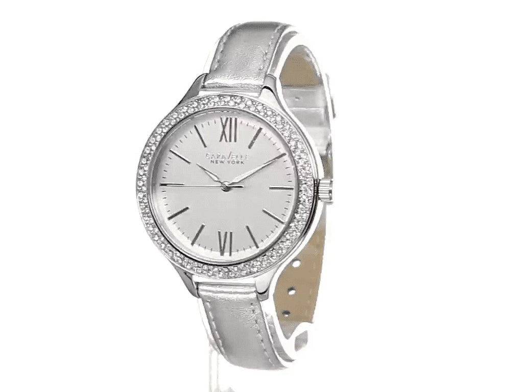 Japanese-Quartz New 43L167 York Watch Silver-Tone Women's Caravelle Analog-Display