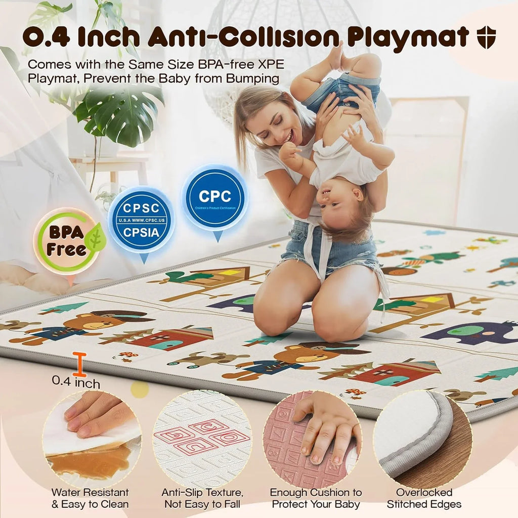 Sturdy Toddlers, Playpen 320D Cotton & Large Babies, Padded Mat, Rod for Safe with 6in1 Baby Zipper Upgraded Protecting Play Yard Gate Playpen Playpen for Padding Washable Baby with with Top