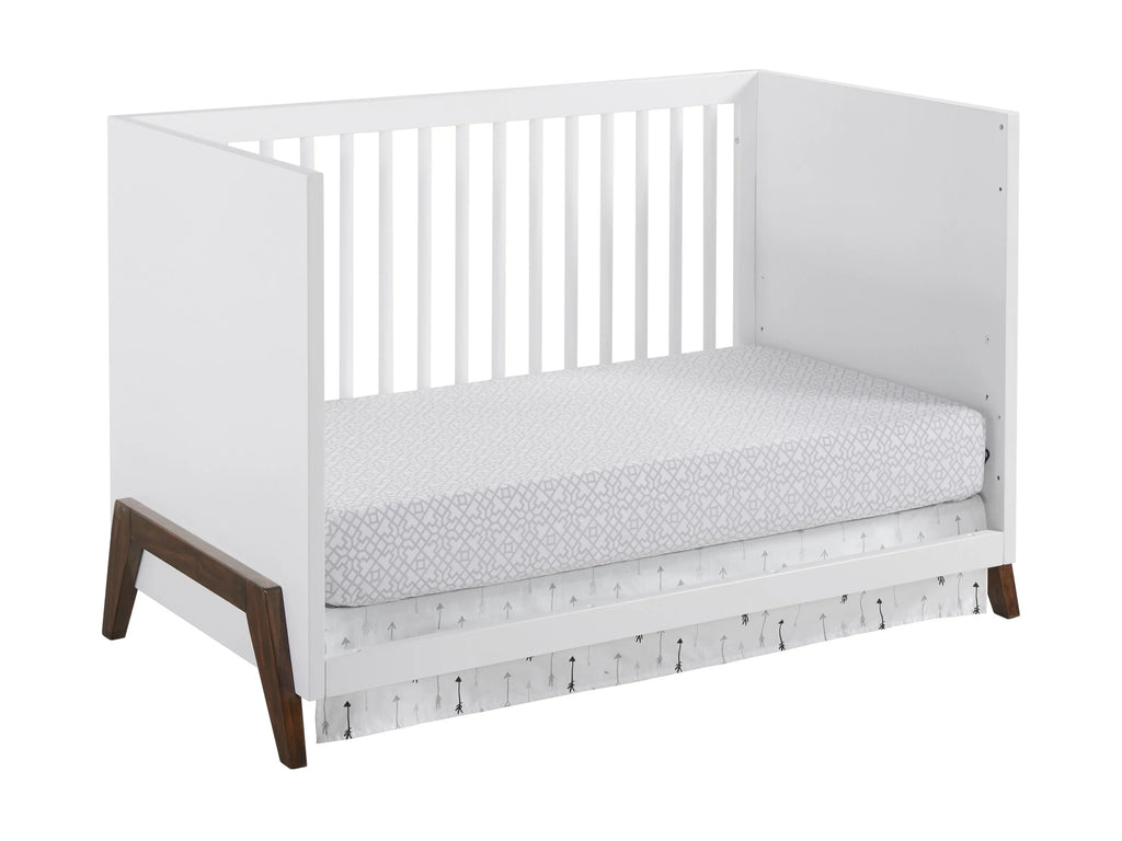 White 3-in-1 Mari & Baby Walnut, Convertible Crib Crib, Oxford Island Wooden Modern