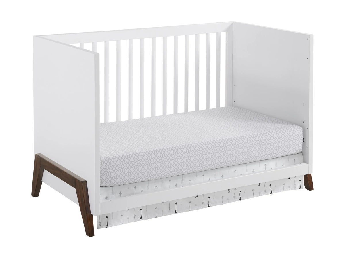 White 3-in-1 Mari & Baby Walnut, Convertible Crib Crib, Oxford Island Wooden Modern
