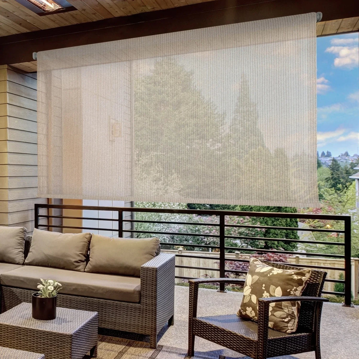 Fabrics 72 Sun Shade, in. P7225 96 Cordless Outdoor Keystone Canyon x