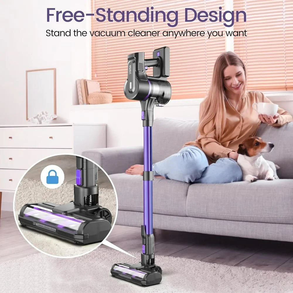 Vacuum with Powerful Vacuum Lightweight Vacuum Cordless Stick 28Kpa Cordless Pet (Midnight Purple) Rechargeable Hair Vacuum 50min 350W 6-in-1 Runtime, Suction, with Home Floor for Cleaner, Carpet