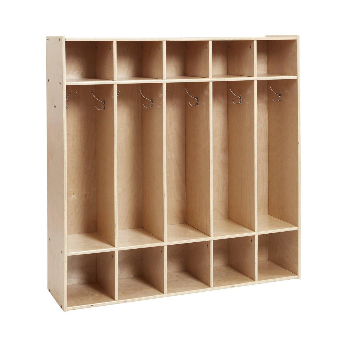Natural ECR4Kids Coat Locker, 5-Section Streamline Furniture, Classroom