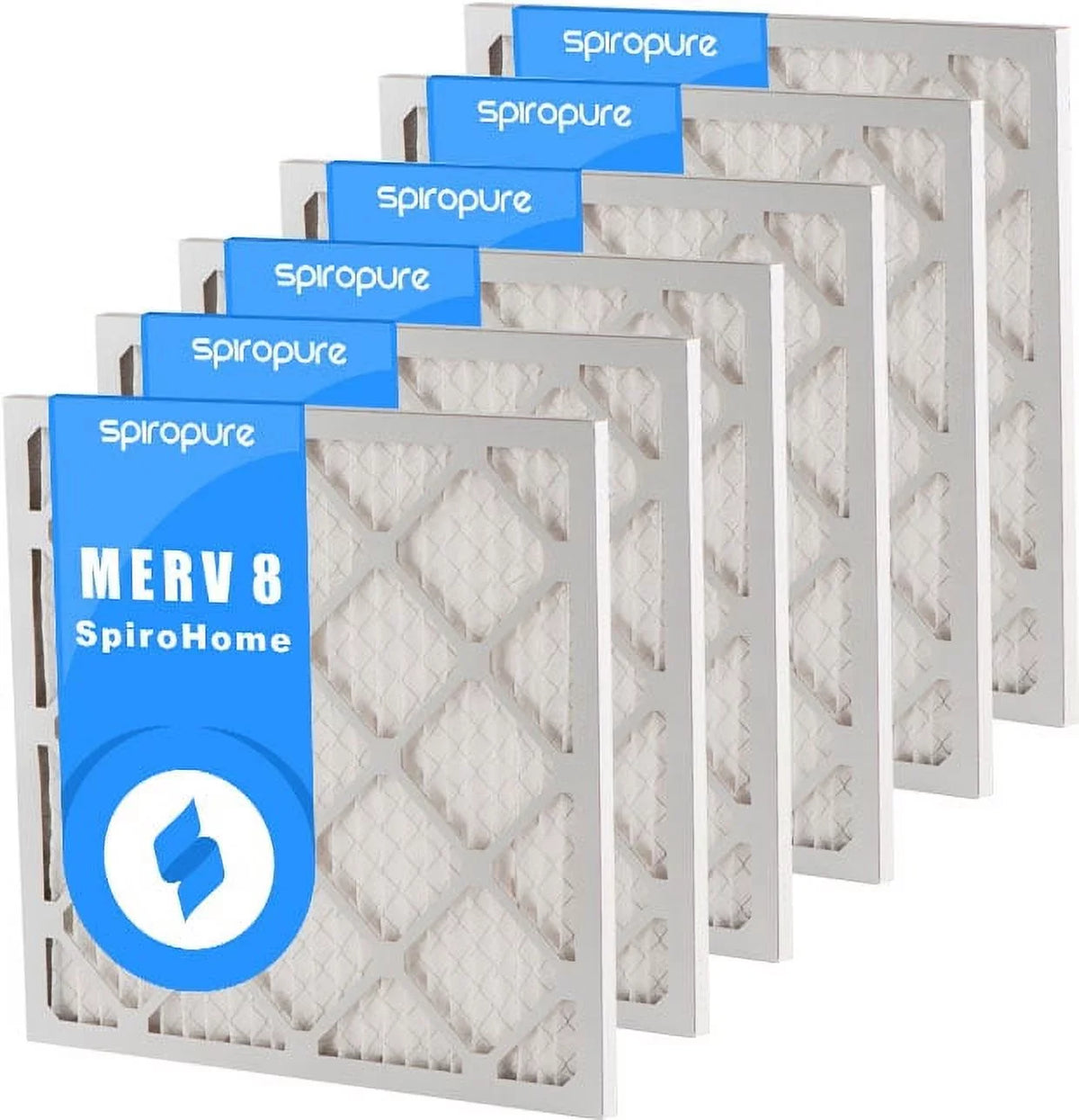 Pleated Filter Air 20x23.5x1 USA (6 Pack) - MERV Filters SpiroPure Made in 8
