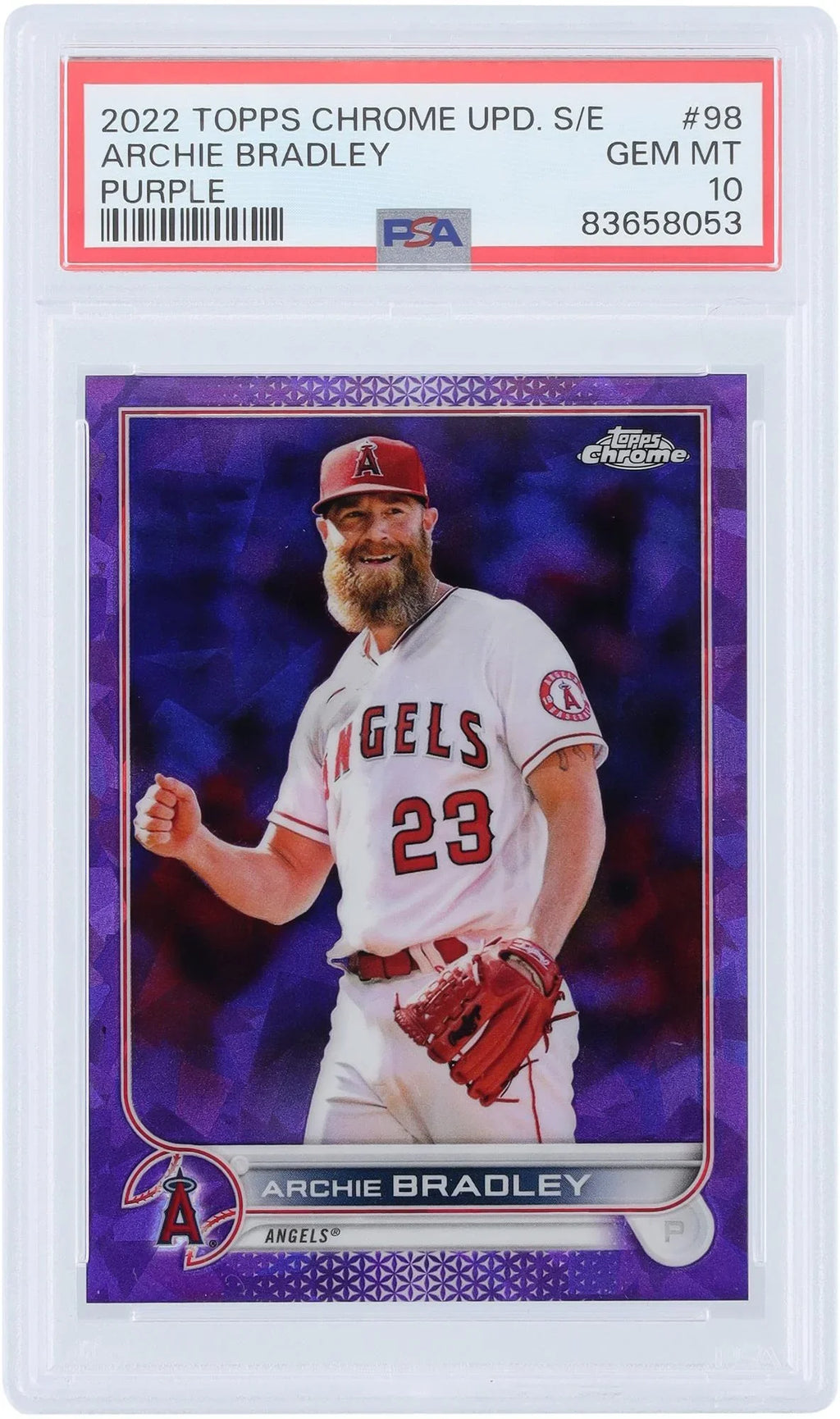 Angels Chrome Archie Card Refractor 2022 Los #US98 #9/10 10 Updates Topps Bradley PSA Authenticated Angeles Purple