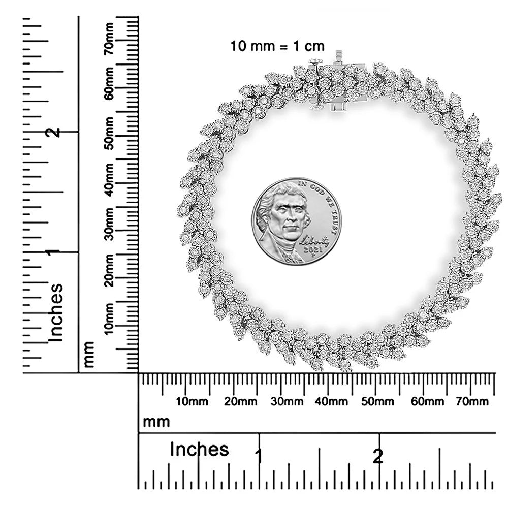 Miracle Link Wreath (I-J color, .925 Bracelet clarity) 7.25" I3 Cttw 2.00 Set Sterling Diamond Silver - Laurel