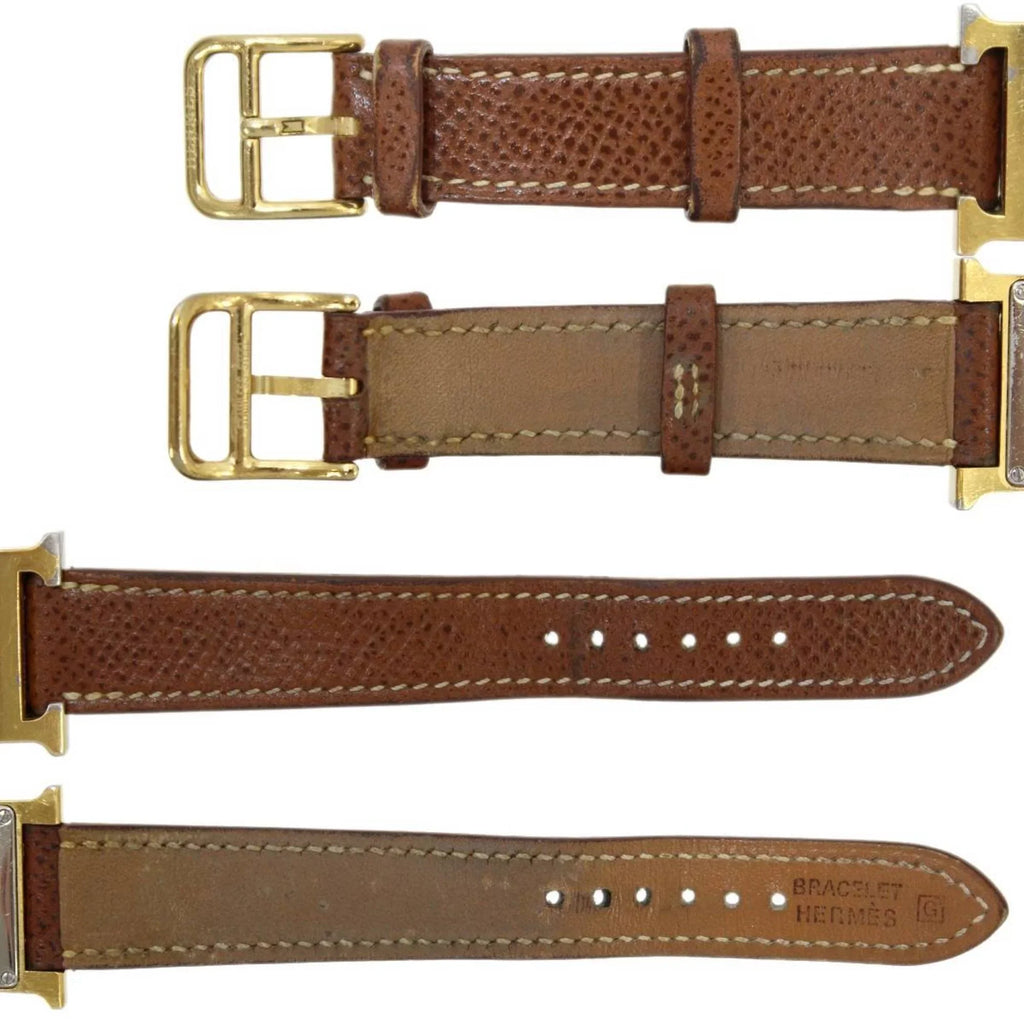 □G White Watch Ladies Hermes (Good) Brown x Dial: HERMES H Pre-Owned Gold HH1.201 Quartz