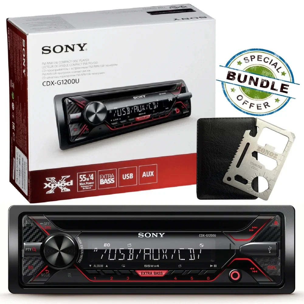 CD max Sony 55Wx4ch with Z Bundle Receiver Aux & and Zonoz Inputs CDX-G1200U USB Tool