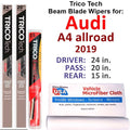 w/Rear Audi 3) Blade (Set allroad 2019 of Wiper Beam A4 Wipers