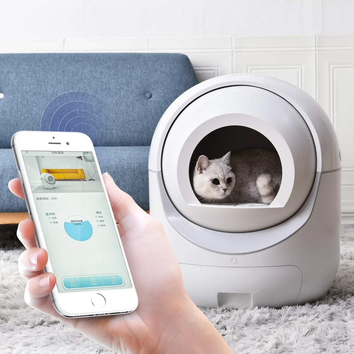 Control, Box, 2.4G Self & for Litter Box, Robot Smart App Litter Support Cat Litter Cleaning Automatic Multiple 5G Cats WiFi