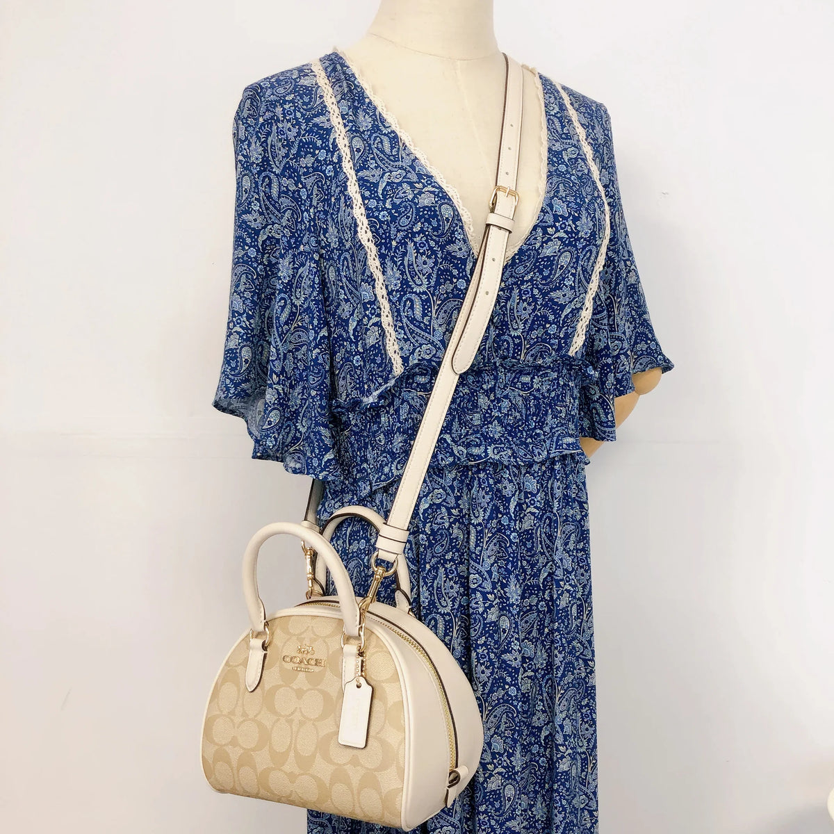 IN Satchel In Canvas CA591 Sydney KHAKI LIGHT Coach Signature CHALK