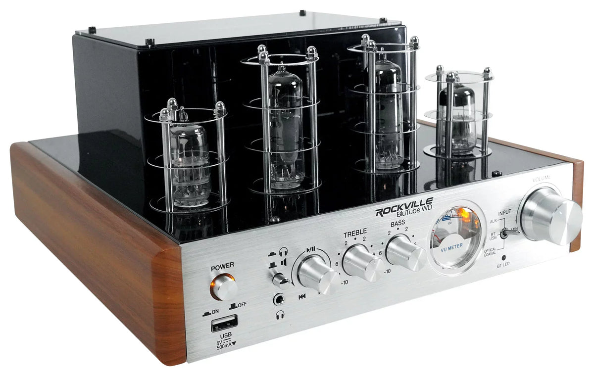 Rockville Amplifier/Home + Receiver Tower (2) BluTube WD Bluetooth Tube Speakers