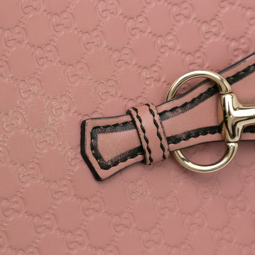Authenticated Leather Calf Gucci Bag Shoulder Emily Pre-Owned (Good) Pink Medium Microguccissima Unisex