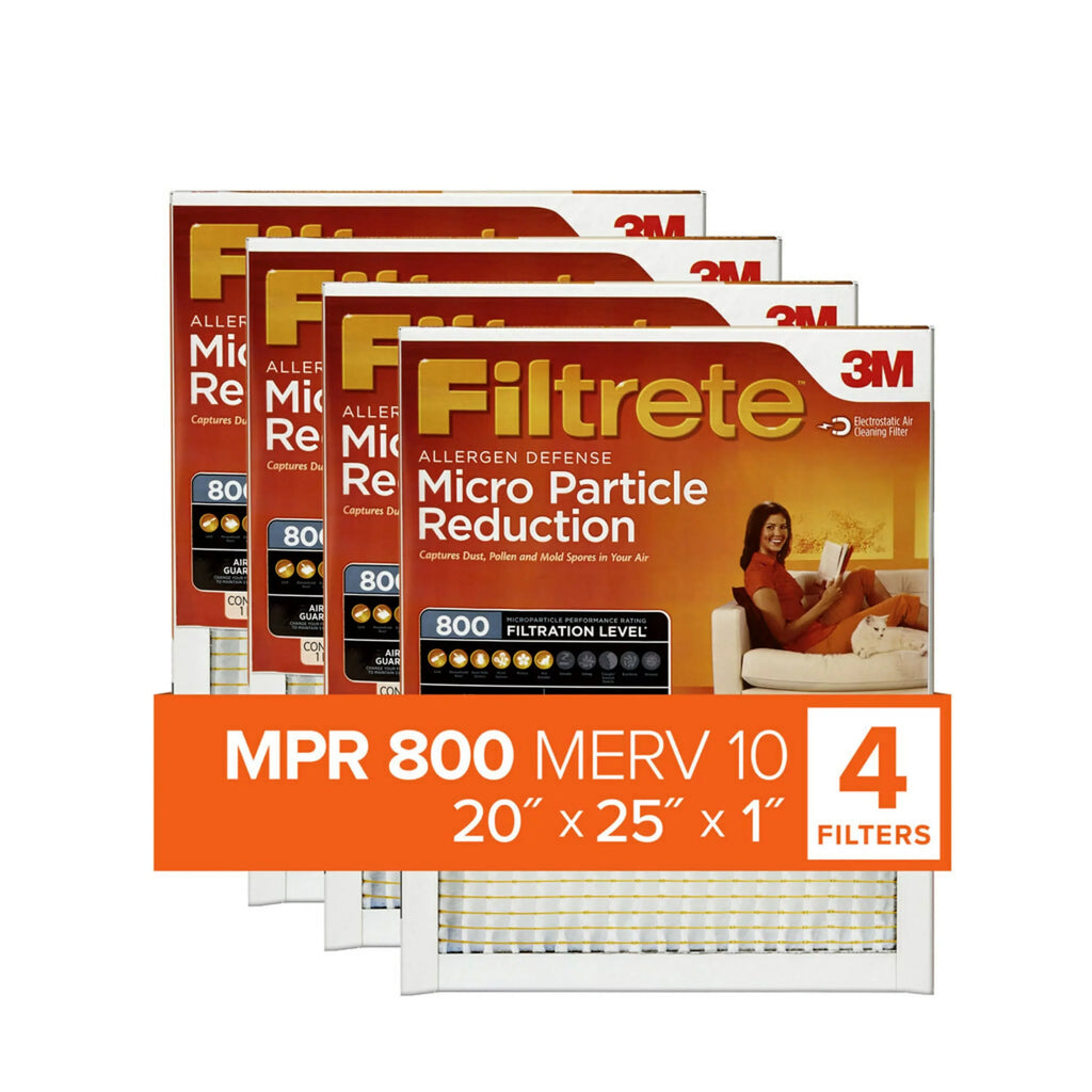 20x25x1, Furnace Micro Air Filter, Reduction MERV Particle 800 Filtrete 10, 4 MPR, Filters HVAC