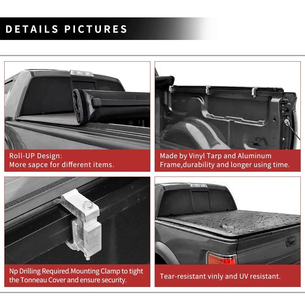 Without Dodge Cover up Bed Bed Ram Roll Tonneau Soft Truck Rambox 5.7 for ft Ledkingdomus 2009-2023 1500
