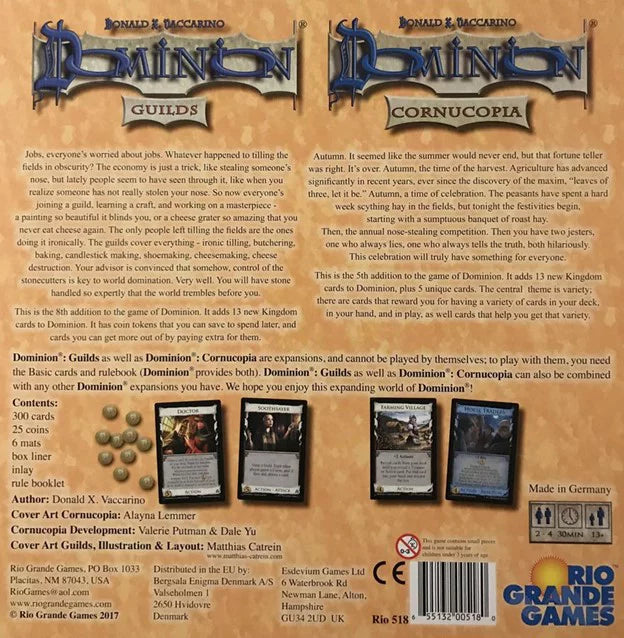 Expansions, by Rio Guilds Dominion: Grande and Cornucopia Games