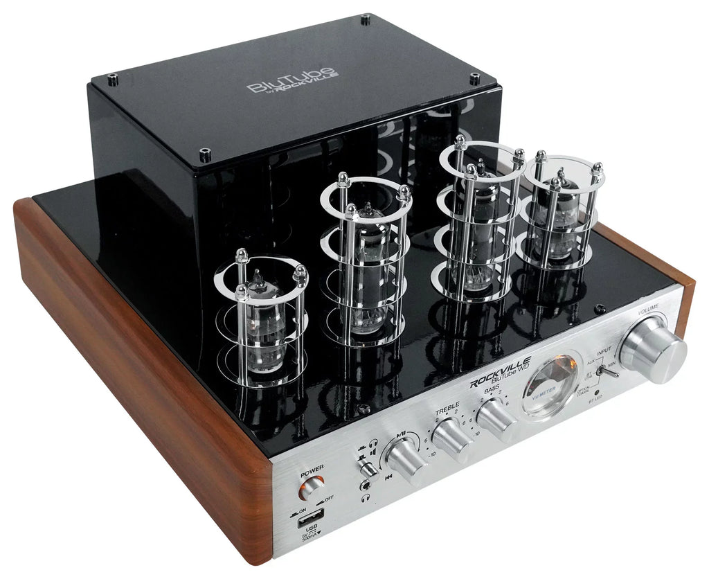 Rockville Amplifier/Home + Receiver Tower (2) BluTube WD Bluetooth Tube Speakers