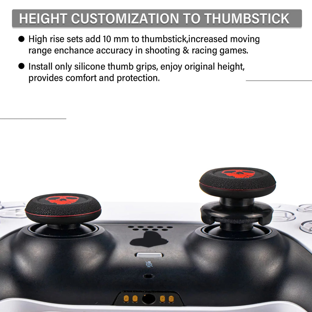 & for & Grip Red) Playrealm PS4 Controller Cover Dualsenese FPS Extender Silicone PS5 Printing Thumbstick 2 (Ghost Sets Rubber