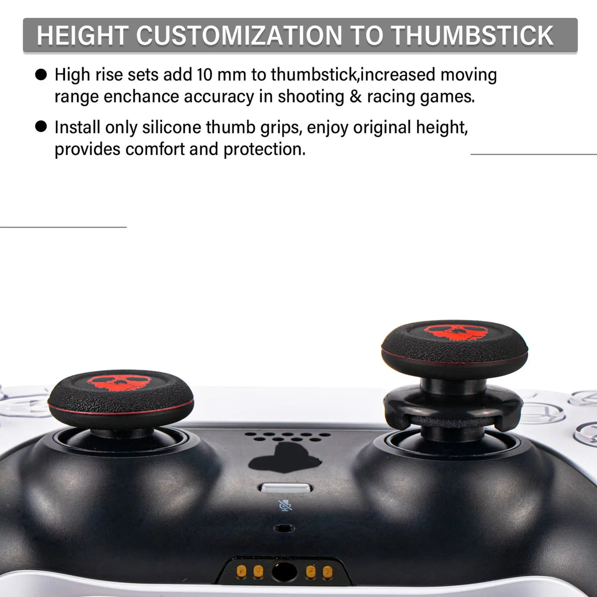 & for & Grip Red) Playrealm PS4 Controller Cover Dualsenese FPS Extender Silicone PS5 Printing Thumbstick 2 (Ghost Sets Rubber