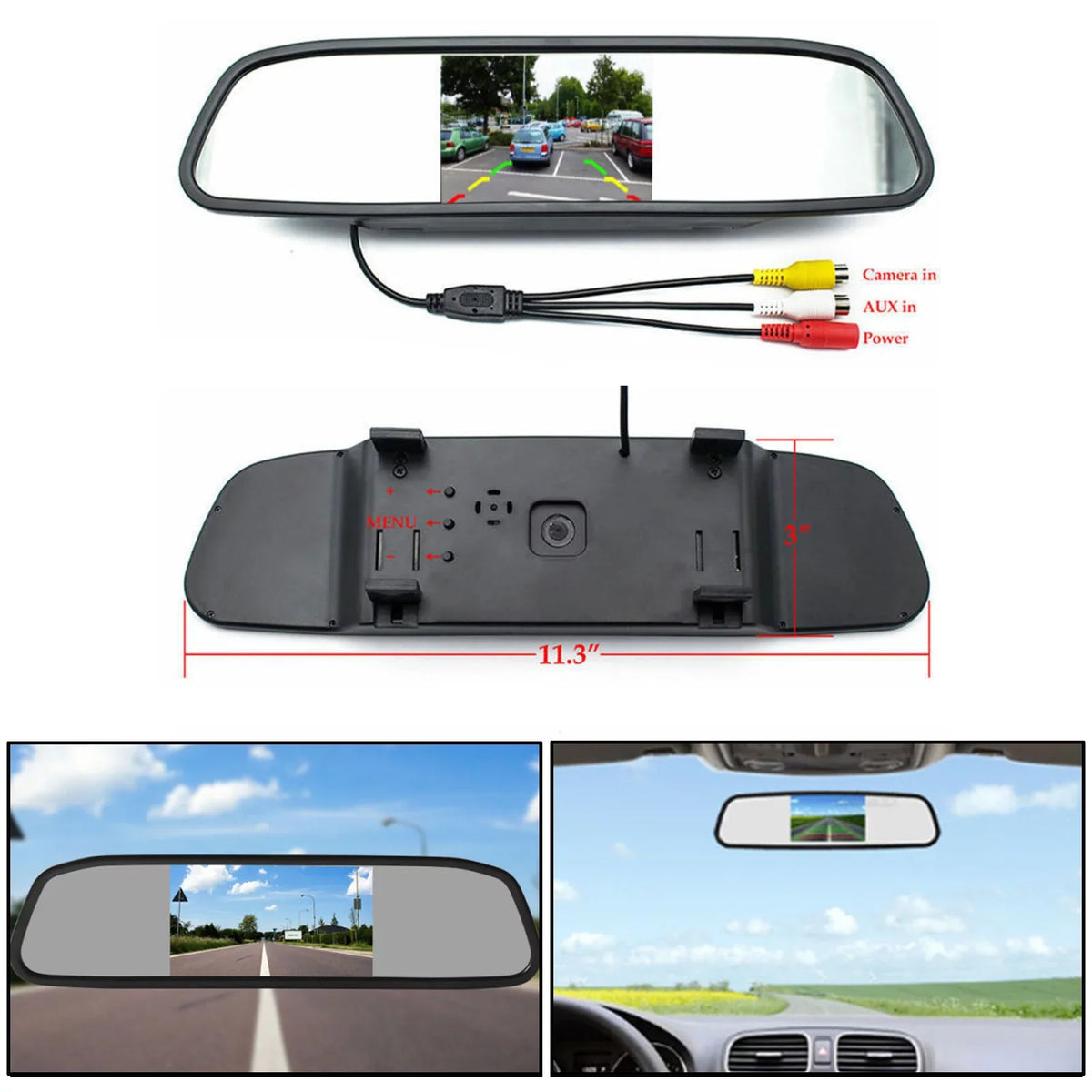 4.3inch NTSC TFT LCD Assist 4.3" Motor Mirror Car Monitor Genic Night Vision Parking PAL