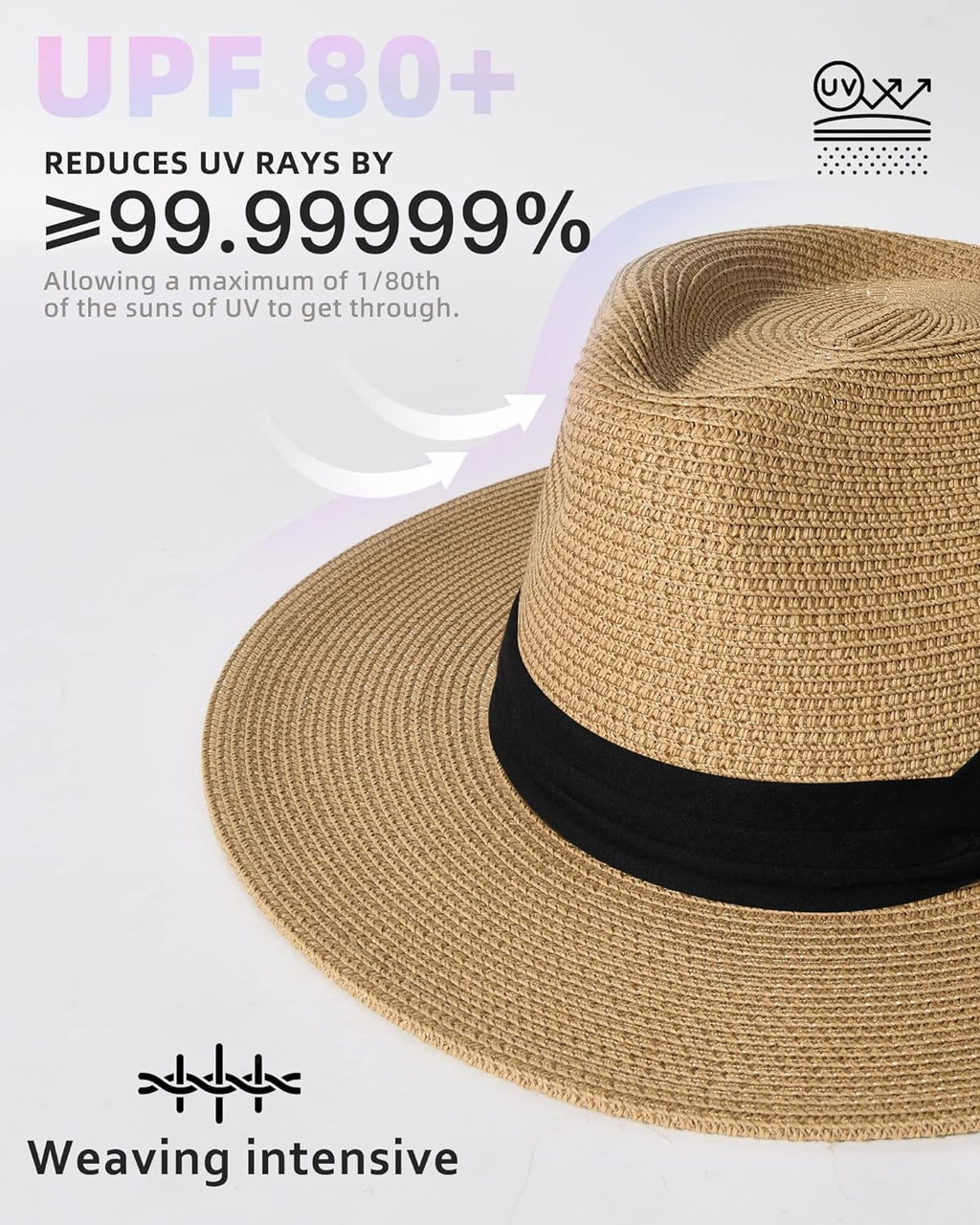 Hat Hat Straw Straw Hat Mens Wide Women for Fedora UPF Panama Womens Summer Beach Sun FURTALK Brim