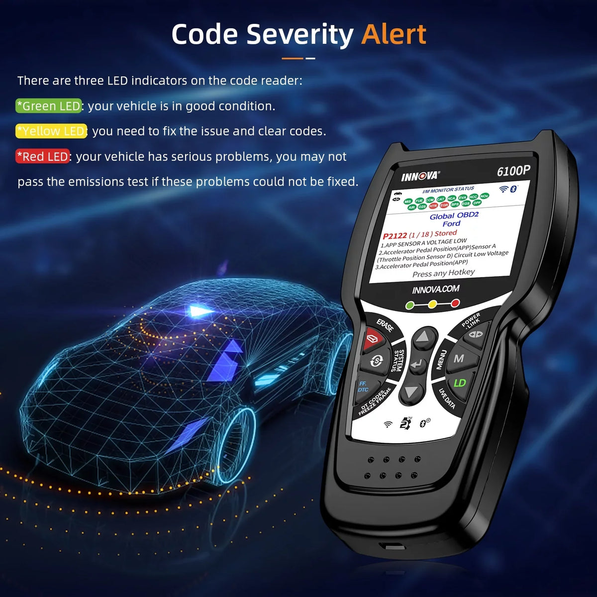 Scanner SRS Car Analyzer Oil for Car Engine Reset OBDII Truck Scanner Hybrid SUV Auto Automotive Tool Code All 6100P Scanner Light Diagnostic Innova ABS Test OBD2 Scan Battery OBD2 Reader Automotive