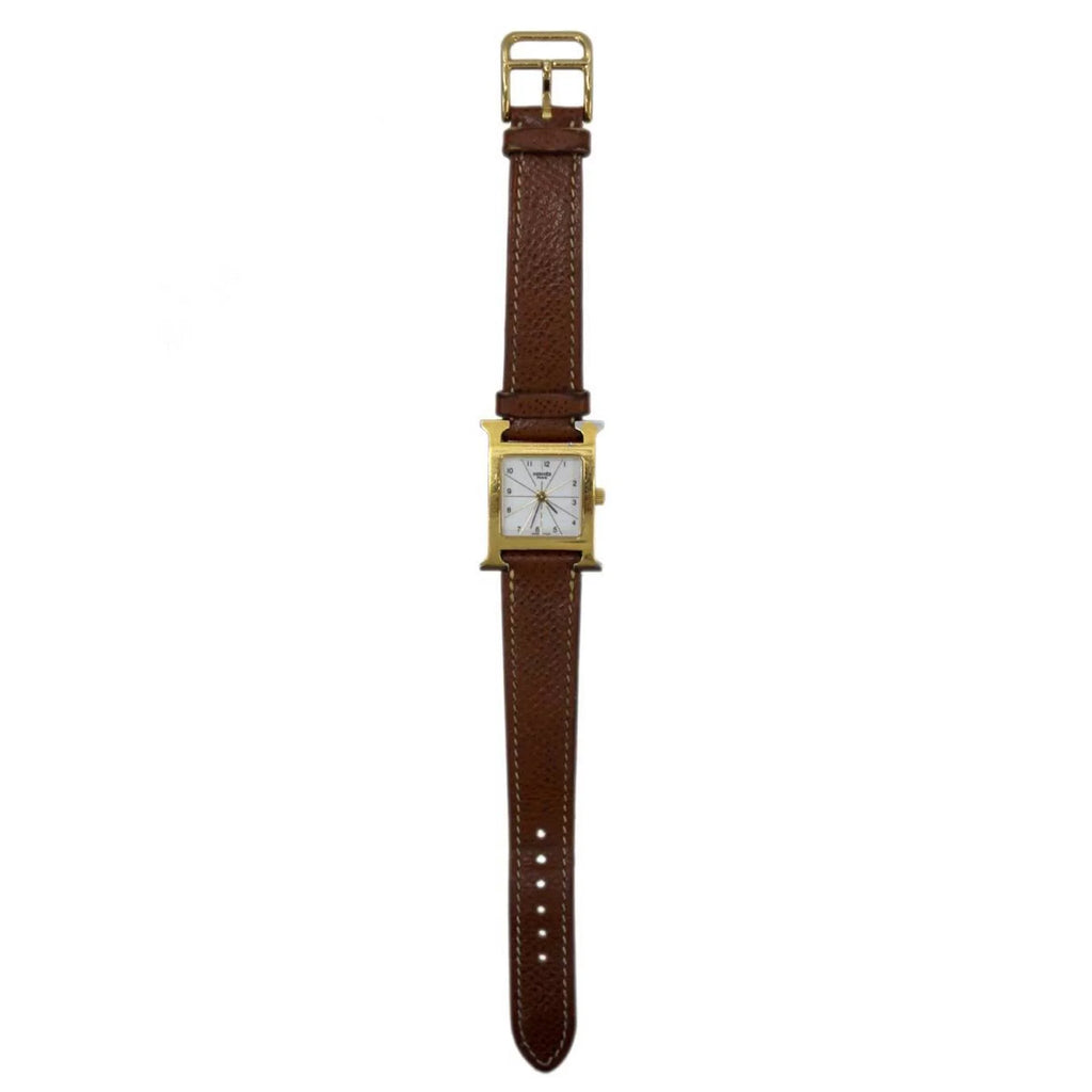 □G White Watch Ladies Hermes (Good) Brown x Dial: HERMES H Pre-Owned Gold HH1.201 Quartz