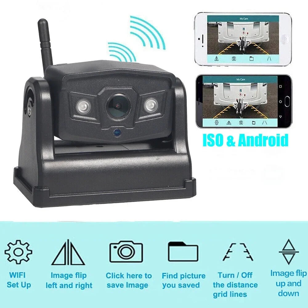 Front/Rear View Magnetic Camera, Camera JLLOM Backup Wireless Battery 9600mAh WiFi