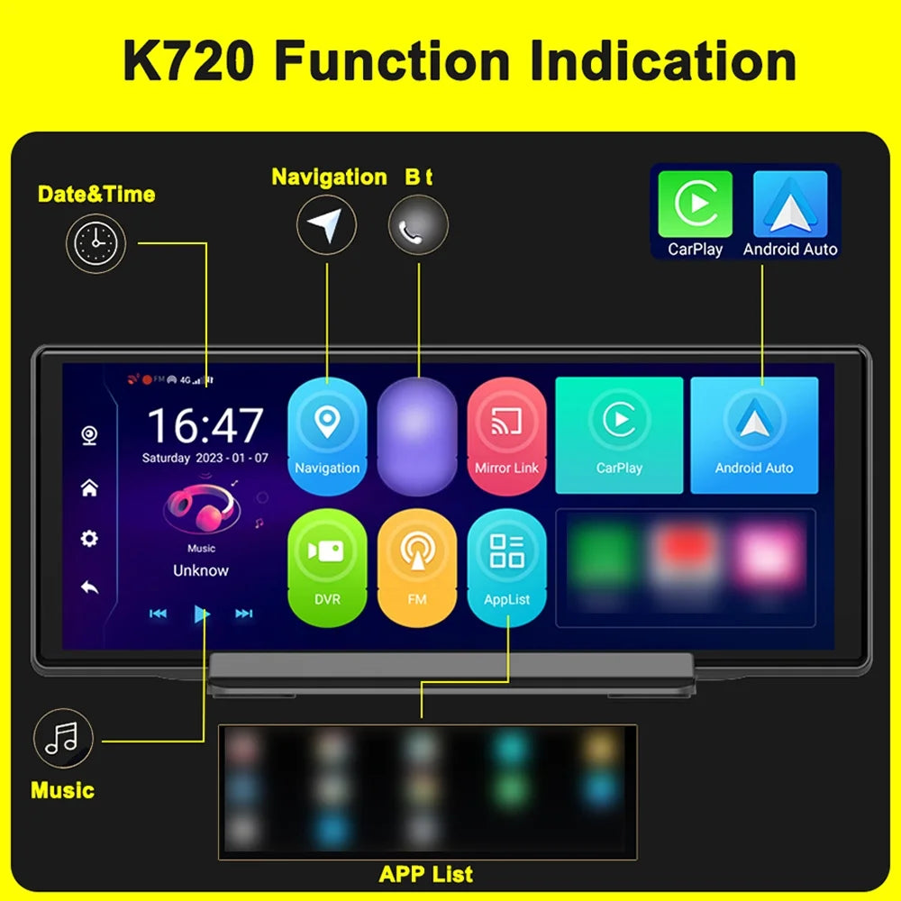 Dual Inch 10.26 Anself WIFI Dashcam Navigation Car DVR GPS Camera 10.0 Android