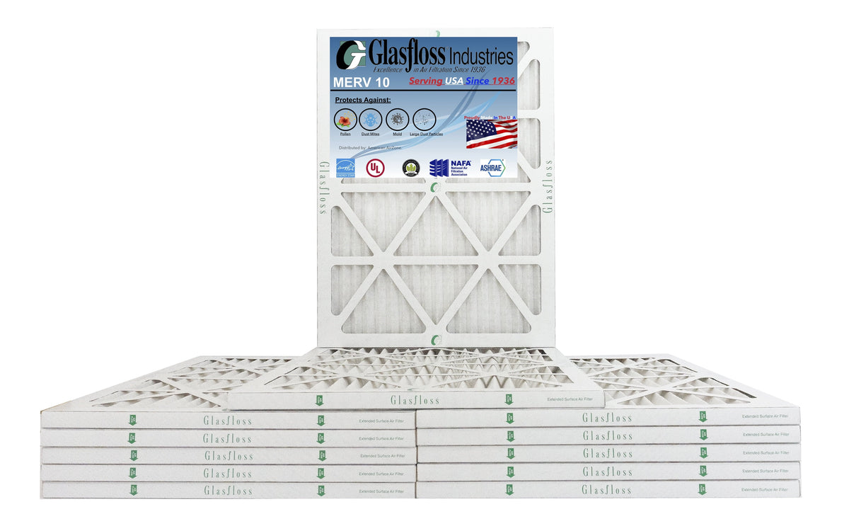 10 USA 17.5 in x Furnace inch) -Qty:12 Size: - - MERV Made 18x25x1 (Actual - Filter 24.5x7/8 Air Glasfloss