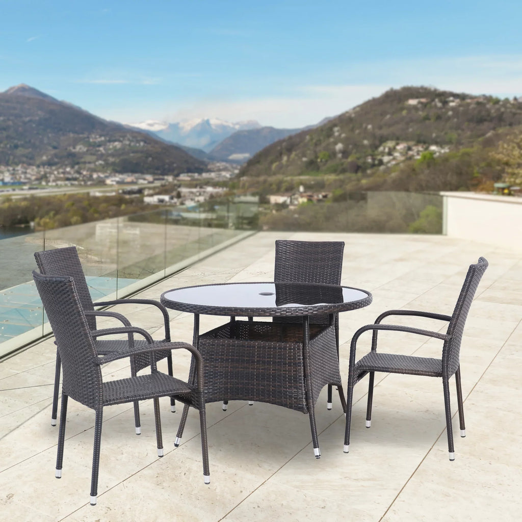 Set Wicker 5-Piece Resin Outdoor Dining Northlight Patio Brown Woven Venice